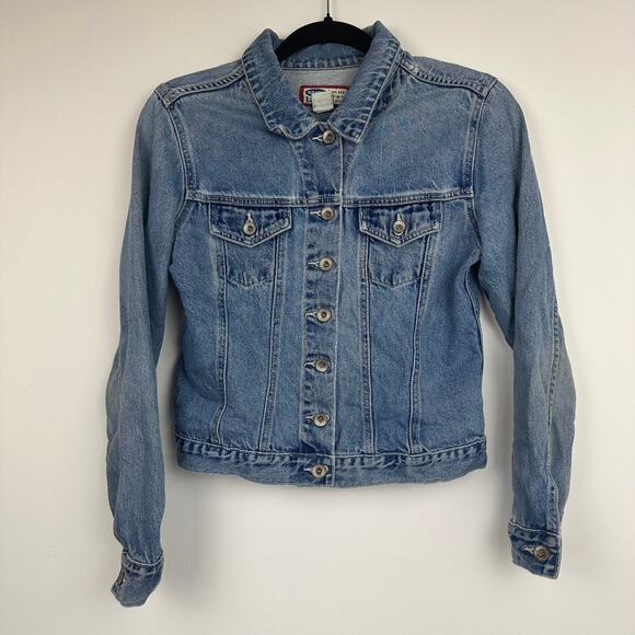 Vintage Old Navy Blue Jeans Youth 90s Y2K Retro Light Wash Denim Jean Jacket 16 - Picture 1 of 12